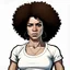 Placeholder: create me a brunette character with afro hair and a white t-shirt gta 5 style illustration looking straight ahead