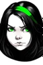 Placeholder: chubby cartoon gaming witch green eyes