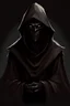 Placeholder: a pitch black being with a hood and a cloak on with his only visible body part being his constant smile