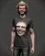 Placeholder: A skinny and tall guy with wild, curly, blond hair, smiling with teeth and wearing black skinny jeans and a t-shirt