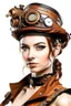 Placeholder: portrait of a beautiful steampunk lady on a white background