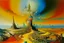 Placeholder: A cursed rainbow realm empire in Impressionism art style painted by Salvador Dali