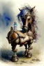 Placeholder: A rocking horse and bottled drinks by Jean-Baptiste Monge, watercolour and ink, extremely detailed, crisp quality, very attractive, fantastic view, award winning in sunshine