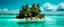 Placeholder: A turquoise blue island with palm trees painted by Antoni Gaudi