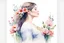 Placeholder: white background, portrait, watercolor, fine drawing, Pregnancy, flowers