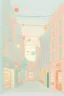 Placeholder: An art piece inspired by the book \'kids book store\' by Oliver Jeffers. Use Oliver Jeffers style with colorfull style, minimal solace, pastel.
