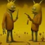 Placeholder: Style by Pawel Kuczynski and Squeak Carnwath and Zdzislaw Beksinski, dramatic '70s nightmare ultra sinister underground cartoon, shy anthropomorphic weirdling peanut men carrying guns,