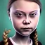 Placeholder: portrait of Greta Thunberg red-eyed