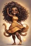 Placeholder: A fearless curvy dark-skinned airbrushed chibi swishes her lion tail excitedly, wearing a dress decorated with the Leo astrology symbol. With mane-like hair wild with curls, she smiles wide, showing off fangs. She stands arms and legs spread, steadfast as a lioness, demonstrating Leo courage and leadership.