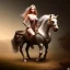 Placeholder: large breast woman on toy horse