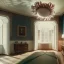 Placeholder: Ultra realistic room scene. Sweet hair monster. night, smooth color, waist up view, Wes Anderson style, dark ambient, highly detailed, White House background, concept art, unreal engine 5, god rays, ray tracing, RTX, lumen lighting, ultra detail, volumetric lighting, 3d, finely drawn, high definition, high resolution.