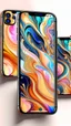 Placeholder: Create a visually striking iPhone wallpaper that blends abstract and natural elements. The scene should feature a vibrant, flowing mix of swirling colors and geometric patterns, with soft gradients transitioning into organic shapes like flowing water or clouds. Incorporate splashes of metallic gold or silver accents that catch the light, creating a dynamic yet serene composition. The overall aesthetic should evoke creativity, calmness, and elegance, with a modern, painterly feel.