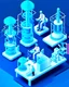 Placeholder: Vaccine research, scientists conducting experiments in laboratory. Vector illustration 3D