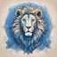 Placeholder: Holy Lion's Blessing in color sketch note blue print art style