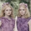 Placeholder: Elle fanning and dakota fanning , as flowers, purple, beehive hair, 1960s