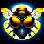 Placeholder: the silent bee head stylized with glasses, bizarre,surreal,