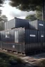 Placeholder: large house in the woods made from shipping containers, photorealistic