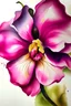 Placeholder: water colour painting of a flower open to resembles female lips, using pink and purple colour palate