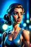 Placeholder: cartoon movie, young woman, muscular, sleeveless shirt, 8k uhd, breathtaking masterpiece, intricate film grain, sharp focus bokeh, studio quality perfectionism, by don bluth