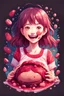 Placeholder: A detailed illustration Anime girl smiling crushed inside really darkred fleshy stomach filled with digestive juices, t-shirt design, in the style of Studio Ghibli, pastel tetradic colors, 3D vector art, cute and quirky, fantasy art, watercolor effect, bokeh, Adobe Illustrator, hand-drawn, digital painting, low-poly, soft lighting, bird's-eye view, isometric style, retro aesthetic, focused on the character, 4K resolution, photorealistic rendering, using Cinema 4D, vector logo, vector art,