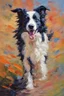Placeholder: Border collie impasto impressionist expressionism impasto oil painting
