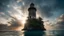 Placeholder: Photoreal magnificent shot from below the water surface of the sea of a gargantuan medieval light house on an exotic caribbean jungle coast at sunset by lee jeffries, otherworldly creature, in the style of fantasy movies, photorealistic, shot on Hasselblad h6d-400c, zeiss prime lens, bokeh like f/0.8, tilt-shift lens 8k, high detail, smooth render, unreal engine 5, cinema 4d, HDR, dust effect, vivid colors