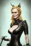 Placeholder: Cersei Lannister as evil mistress in black leather in a dungeon, dominatrix, busty, cleavage, curvy, lena headay, angry, stern look. character design by cory loftis, fenghua zhong, ryohei hase, ismail inceoglu and ruan jia. unreal engine 5, artistic lighting, highly detailed, photorealistic, fantasy