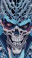 Placeholder: a close up of a person with a skull on their head, blue and black colors, anime skull portrait man, scary detailed art in color, hiroyuki-mitsume takahashi, nychos art aesthetic, half man half skeleton, anime cyberpunk art, colored manga art, rossdraws pastel vibrant, hot colors. insanely detailed, beautiful anime portrait, stunning anime face portrait, scary art in color