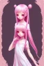 Placeholder: Loli wearing long nightgown, hands behind back, wholesome, innocent, long pink hair, tilted head