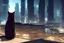 Placeholder: Stray cat sitting on a roof watching a cyberpunk futuristic city, ultra realistic, unreal engine