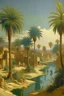 Placeholder: Portrait of an old egyptian avillage include plants trees palm trees and corn fields canals