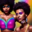 Placeholder: full body shot, masterpiece, best quality, family of three, dark skinned, sparkling eyes, fluorescent skin, colorful makeup, afro, highly detailed body, sun light, 4K, RAW, depth of field, high contrast, realistic details, 24mm