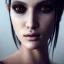 Placeholder: beautiful woman portrait, abstract, dark, disturbed expression, 12k, ultra high definition, finely tuned detail, unreal engine 5, octane render, ultra realistic face, ethnically accurate face, detailed make-up, detailed hair, use dynamic palette, accurate proportions, high contrast, black smokey bokeh background