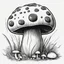 Placeholder: mushroom, black and white, cartoon, drawing, cute, creature, simple