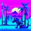 Placeholder: A 2D Vaporwave would depict the robotic dog from Doctor Who in bright neon purples, pinks, and blues, with digital glitch patterns, gradient transitions, and a retro-futuristic background of grid patterns, pixel art palm trees, and Japanese kanji characters, blending K-9’s boxy, angular form with the nostalgic and surreal aesthetics of vaporwave, he is a robot dog, and is blocky, he has satellite ears, and an antennae.