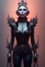 Placeholder: Constance Langdon as evil queen in black leather, leather, busty, cleavage, angry, stern look. character design by cory loftis, fenghua zhong, ryohei hase, ismail inceoglu and ruan jia. unreal engine 5, artistic lighting, highly detailed, photorealistic, fantasy