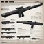 Placeholder: ConceptSheet for wii No More Heroes style with thick lines: A document showing The Titan Mk IV Vanguard is a state-of-the-art battle rifle designed for elite military units operating in high-stakes and off-world environments. Its robust construction, advanced targeting systems, and modular design make it a versatile and powerful weapon on the battlefield.