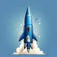 Placeholder: blue rocket cartoon stylized