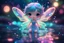 Placeholder: cute chibi holographic bioluminescent neon color water fairy, ethereal, cinematic postprocessing, bokeh, dof