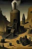 Placeholder: A brownish black underground mine with a bomb factory painted by Max Ernst