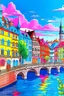 Placeholder: Magical colourful drawings of basel, switzerland