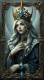 Placeholder: elven queen with gem card with ornate frame