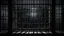 Placeholder: close up parallel prison window bars in foreground, hidden dark human face partially visible through the window bars, pale light, dark prison cell behind them,, shadows in background, ultra realistic, dark atmosphere, high contrast shadows, dark vibe