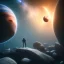 Placeholder: man in chapel floating up into the galaxy, lights, fog, detailed, realistic, 4k, hi def, core planet, one hit