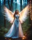 Placeholder: Beautiful Angel in Magical Forest full of lights colors, Photography Art Photoshoot Art Cinematic Soft Blur Colors - Dramatic Pose