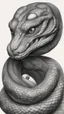 Placeholder: G𝙋𝙧𝙤𝙢𝙥𝙩 highly detailed graphite illustration, A surreal snake figure with exaggerated anatomical features, heavily wrinkled skin, and an intense, contemplative expression., thick eyebrows, merge into swirling abstract shapes. Large, one covering the mouth and the other gripping the forehead tensely. Mysterious, introspective, dreamlike, somewhat dark fantasy. #𝙙𝙧𝙚art #prompt