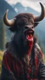 Placeholder: portrait of yodeling vampire in the Carpathian mountains sucking blood from a buffalo,bokeh like f/0.8, tilt-shift lens 8k, high detail, smooth render, down-light, unreal engine, prize winning