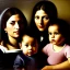 Placeholder: portrait of Jacobo Santiago Mozos born in 1976 and Gemma Arnau Arnau born in 1979,and daughters Eira Santiago Arnau and Dalia Santiago Arnau by Caravaggio,smiling, oil on canvas, cinematic composition, extreme detail,8k,fit full head inside picture,