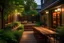 Placeholder: townhouse evening terrace in the green backyard