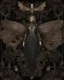 Placeholder: gothic, steampunk delicate metal woman, moth, wings, black background